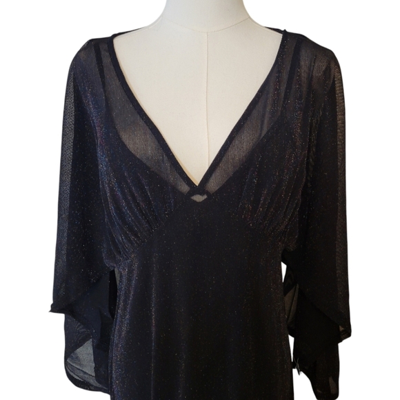 NWT Modcloth Black Promised You Heaven Sheer Metallic Mesh Midi Dress Size Mediu - Picture 4 of 7